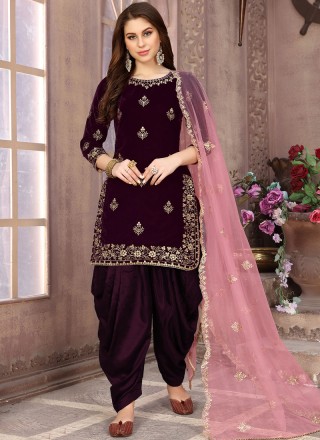 Buy Wedding Wear Black Dori Embroidery Work Heavy Velvet Salwar Suit Online  From Surat Wholesale Shop.