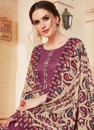 Violet Print Cotton Punjabi Suit