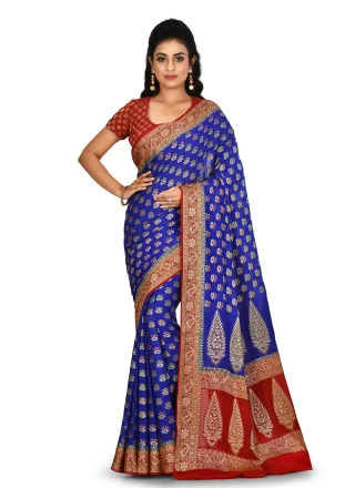 Weaving Blue Designer Saree