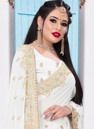 White Georgette Party Bollywood Saree