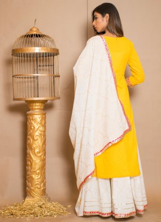 Yellow Lace Cotton Salwar Suit