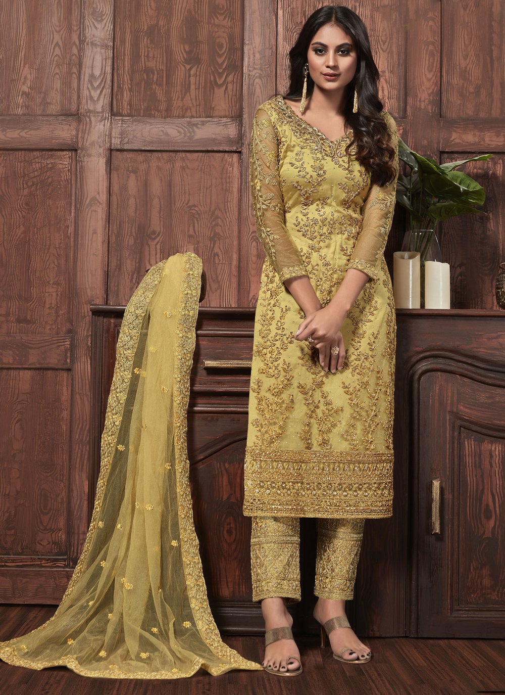 golden color salwar suit