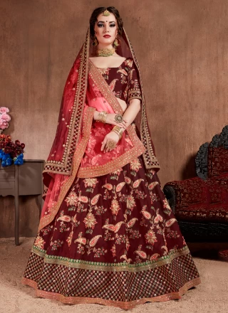 Dupion Silk Lehenga in maroon – Malhotra's Indian Heritage