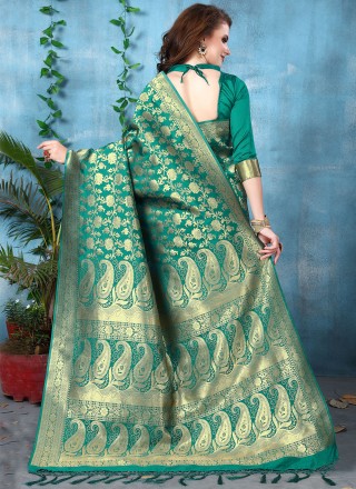 Art Banarasi Silk Green Weaving Traditional Designer Saree