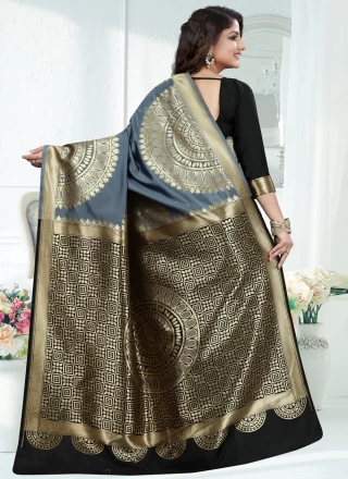 Art Banarasi Silk Grey Traditional Designer Saree