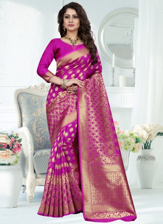Art Banarasi Silk Rani Traditional Designer Saree