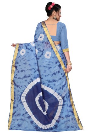 Art Silk Abstract Print Printed Saree in Blue