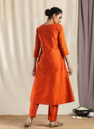 Art Silk Designer Kurti in Orange