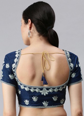 Art Silk Embroidered Designer Blouse in Blue