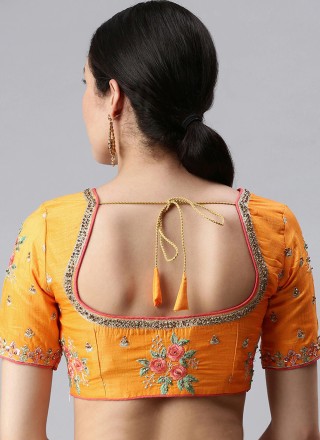 Art Silk Embroidered Gold Designer Blouse