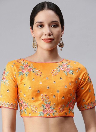 Art Silk Embroidered Gold Designer Blouse