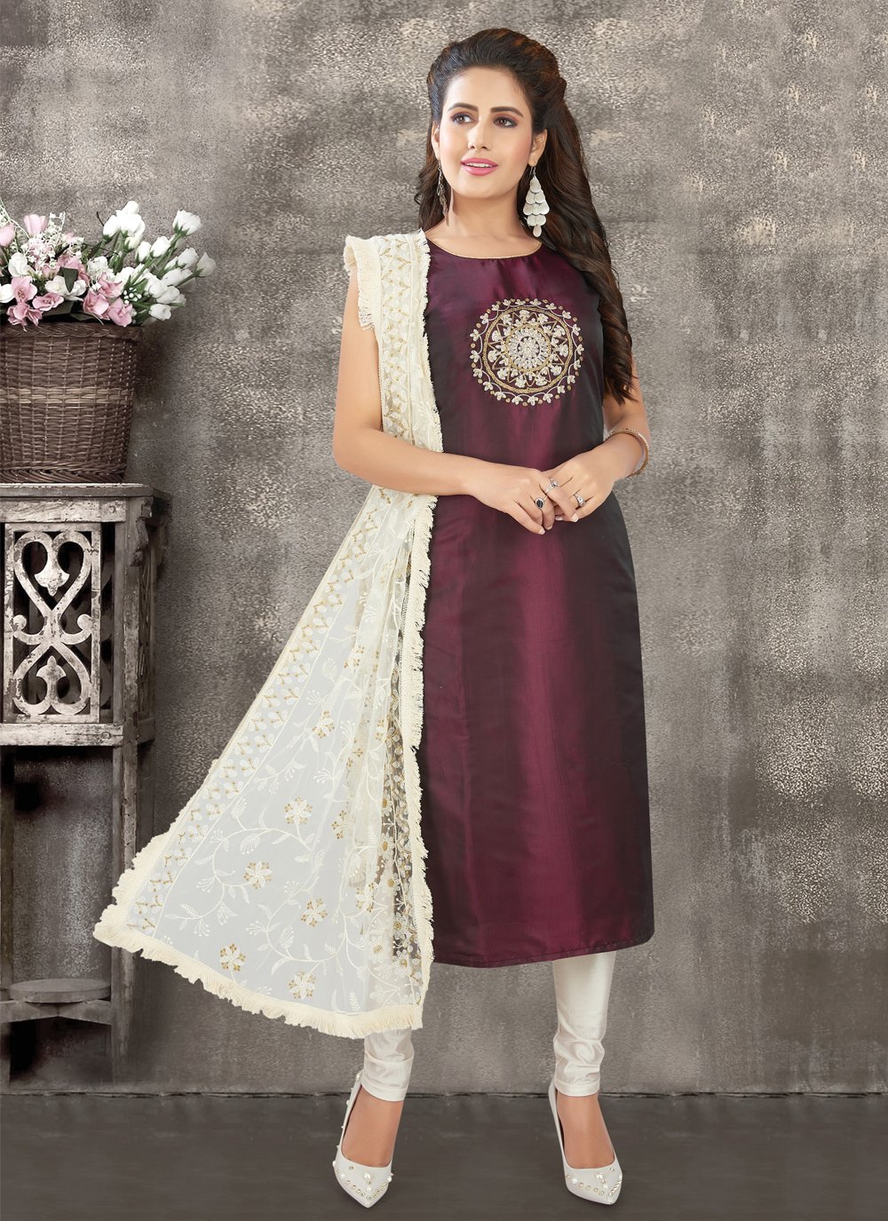 Wine Sequenced Sleeves Velvet Kurti With Salwar And Blush Pink Dupatta at  Rs 5299.00 | Bollywood Designer Suit, Designer Suits, Ladies Fancy Suit,  Designer Cotton Suit, Bollywood Salwar Kameez - Anokherang Collections