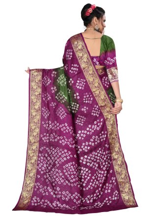 Art Silk Green and Purple Fancy Designer Traditional Saree