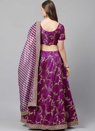 Art Silk Lehenga Choli in Purple