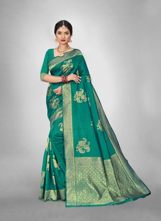 Art Silk Weaving Rama Silk Saree