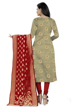 Banarasi Silk Beige Churidar Suit