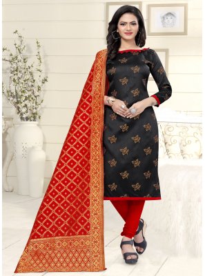Banarasi Silk Black Churidar Suit