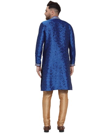 Banarasi Silk Blue Kurta Pyjama