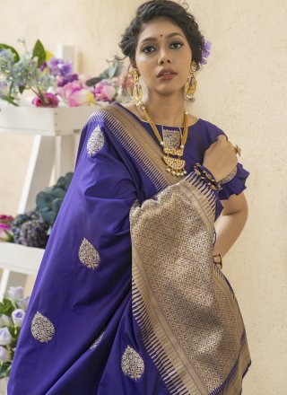 Banarasi Silk Blue Traditional Saree