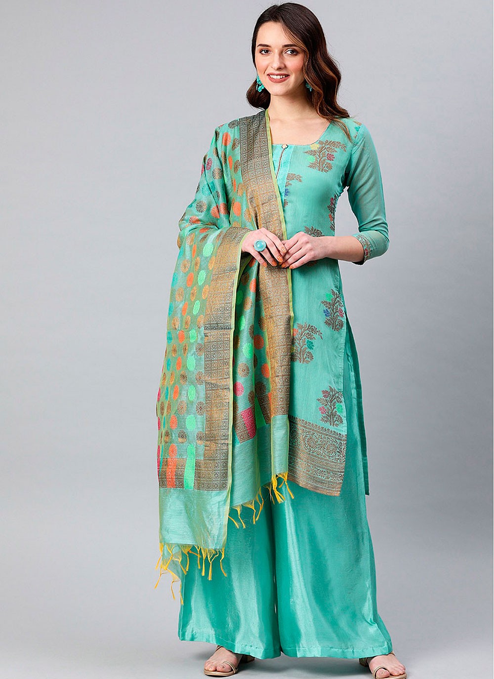 Lowest Price | Aqua Blue Pakistani Poly Rayon Thread Salwar Kameez and Aqua  Blue Pakistani Poly Rayon Thread Salwar Suits Online Shopping