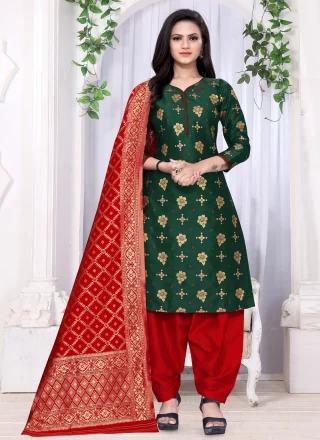Banarasi Silk Green Punjabi Suit