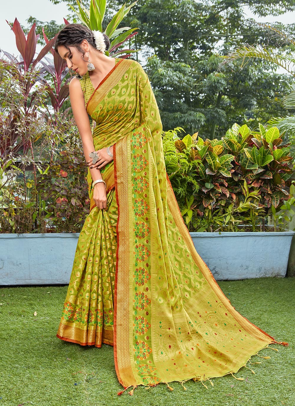 Banarasi Silk Green Traditional Saree