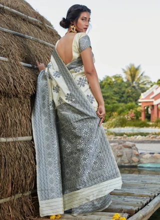 Banarasi Silk Off White Traditional Saree
