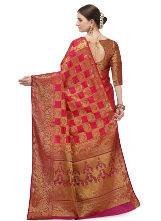 Banarasi Silk Pink Fancy Designer Traditional Saree