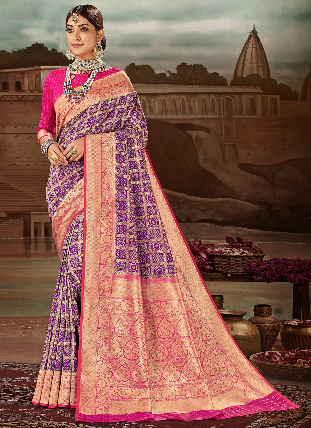 Banarasi Silk Purple Traditional Designer Saree