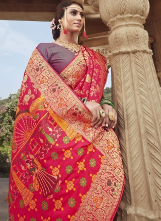 Banarasi Silk Rani Traditional Designer Saree