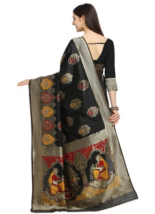 Banarasi Silk Weaving Black Designer Traditional Saree