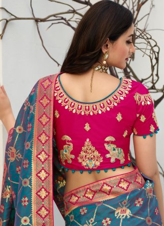 Banarasi Silk Weaving Blue Designer Traditional Saree