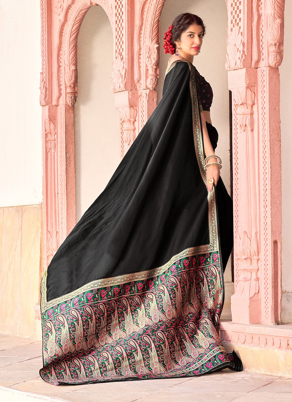Banarasi Silk Weaving Designer Traditional Saree in Black