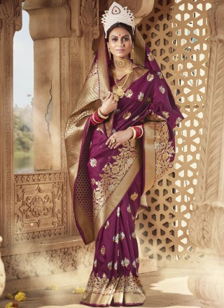 Banarasi Silk Weaving Designer Traditional Saree in Purple