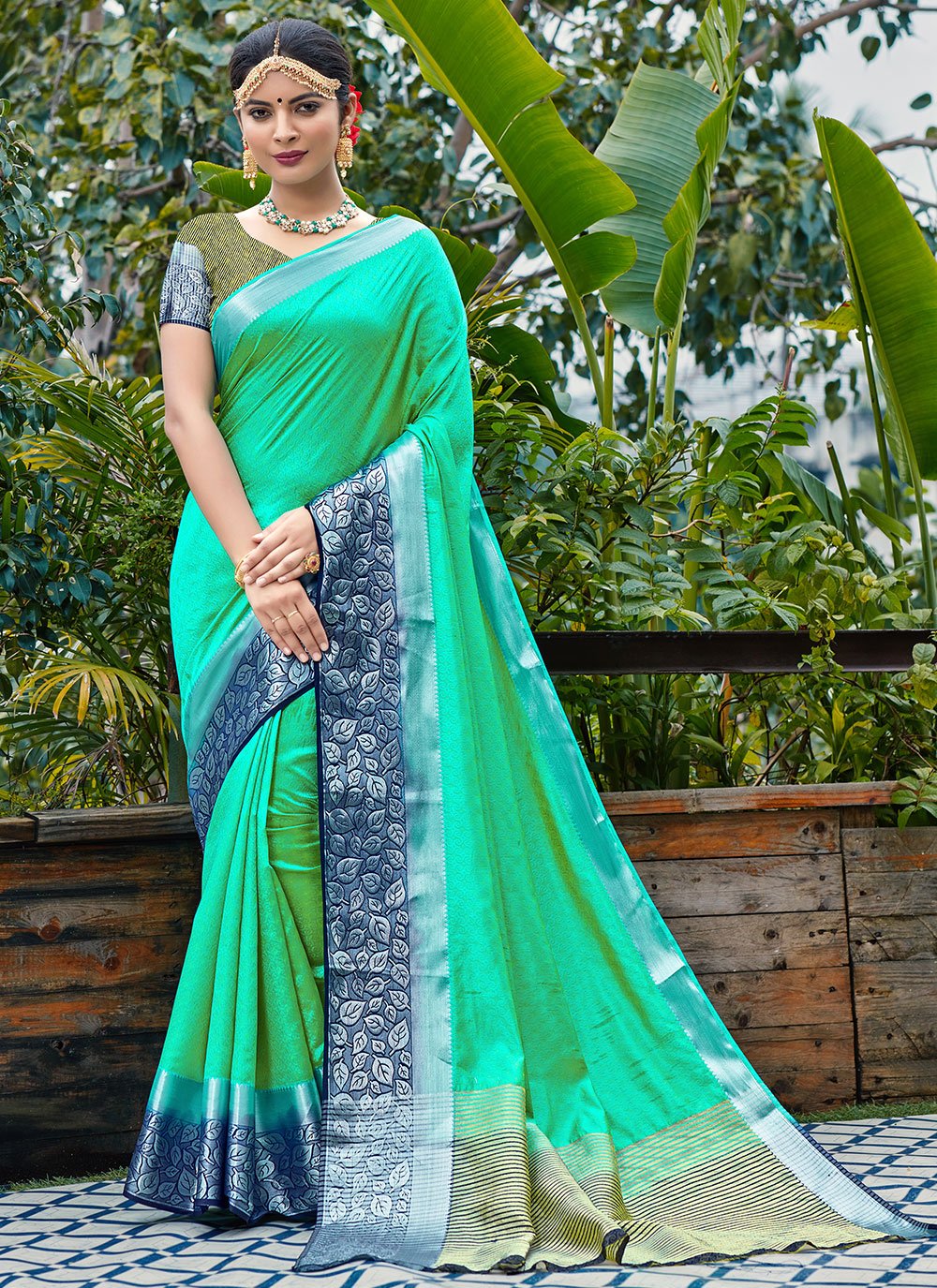 Banarasi Silk Weaving Designer Traditional Saree in Sea Green