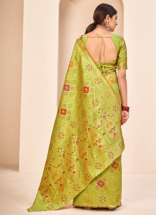 Banarasi Silk Weaving Green Traditional Designer Saree