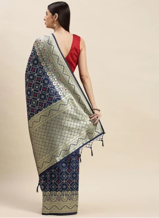 Banarasi Silk Weaving Grey Designer Traditional Saree
