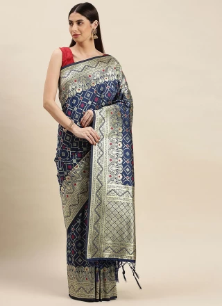 Banarasi Silk Weaving Grey Designer Traditional Saree