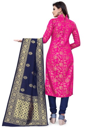 Banarasi Silk Weaving Rani Churidar Salwar Suit