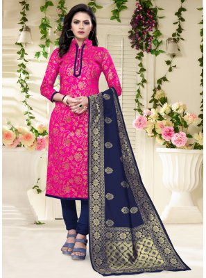 Banarasi Silk Weaving Rani Churidar Salwar Suit