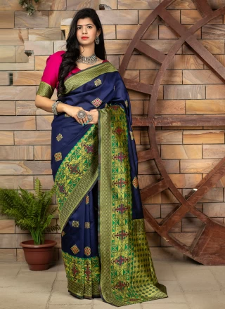Banarasi Silk Weaving Traditional Designer Saree in Blue