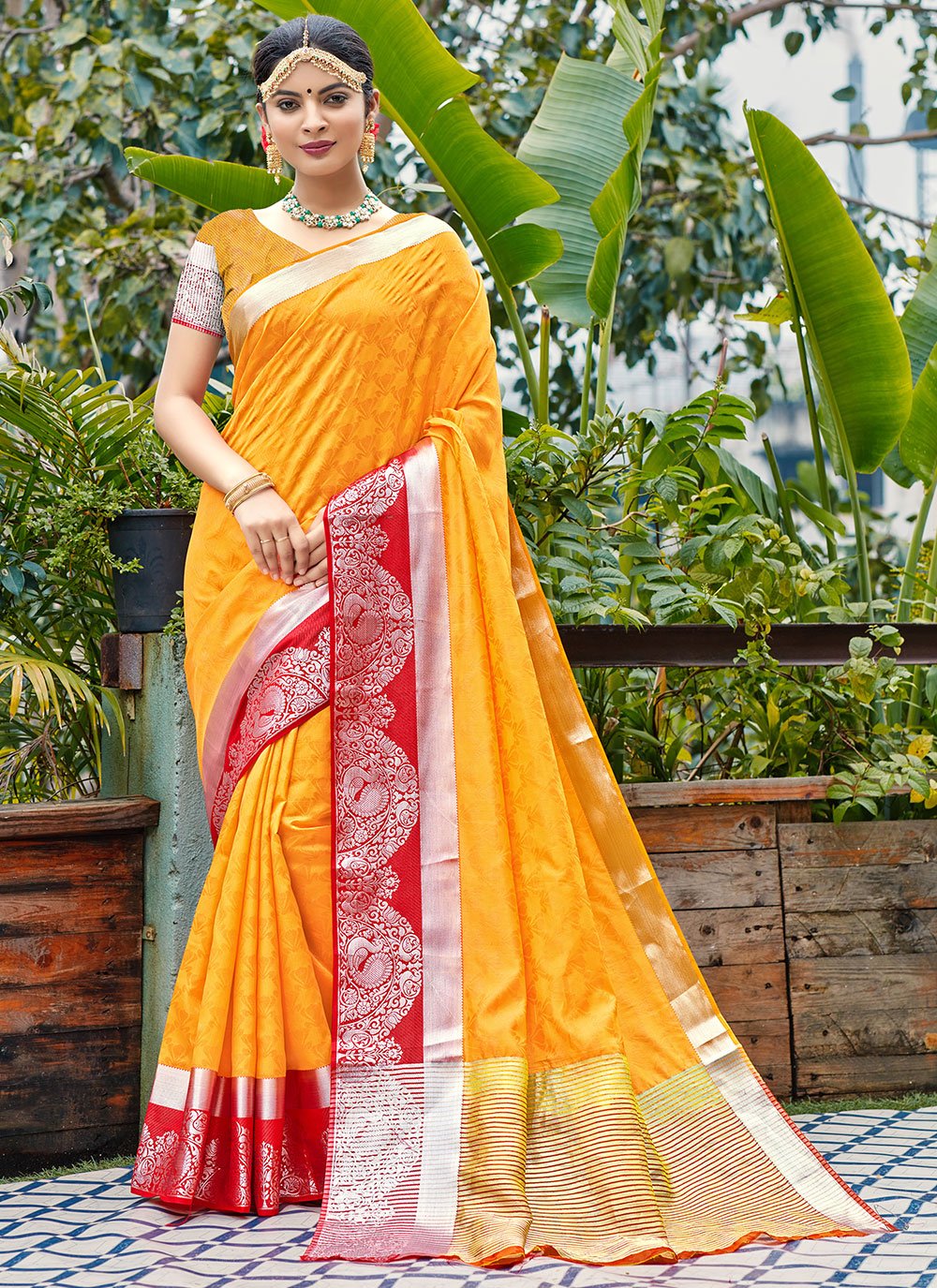 Banarasi Silk Yellow Designer Traditional Saree