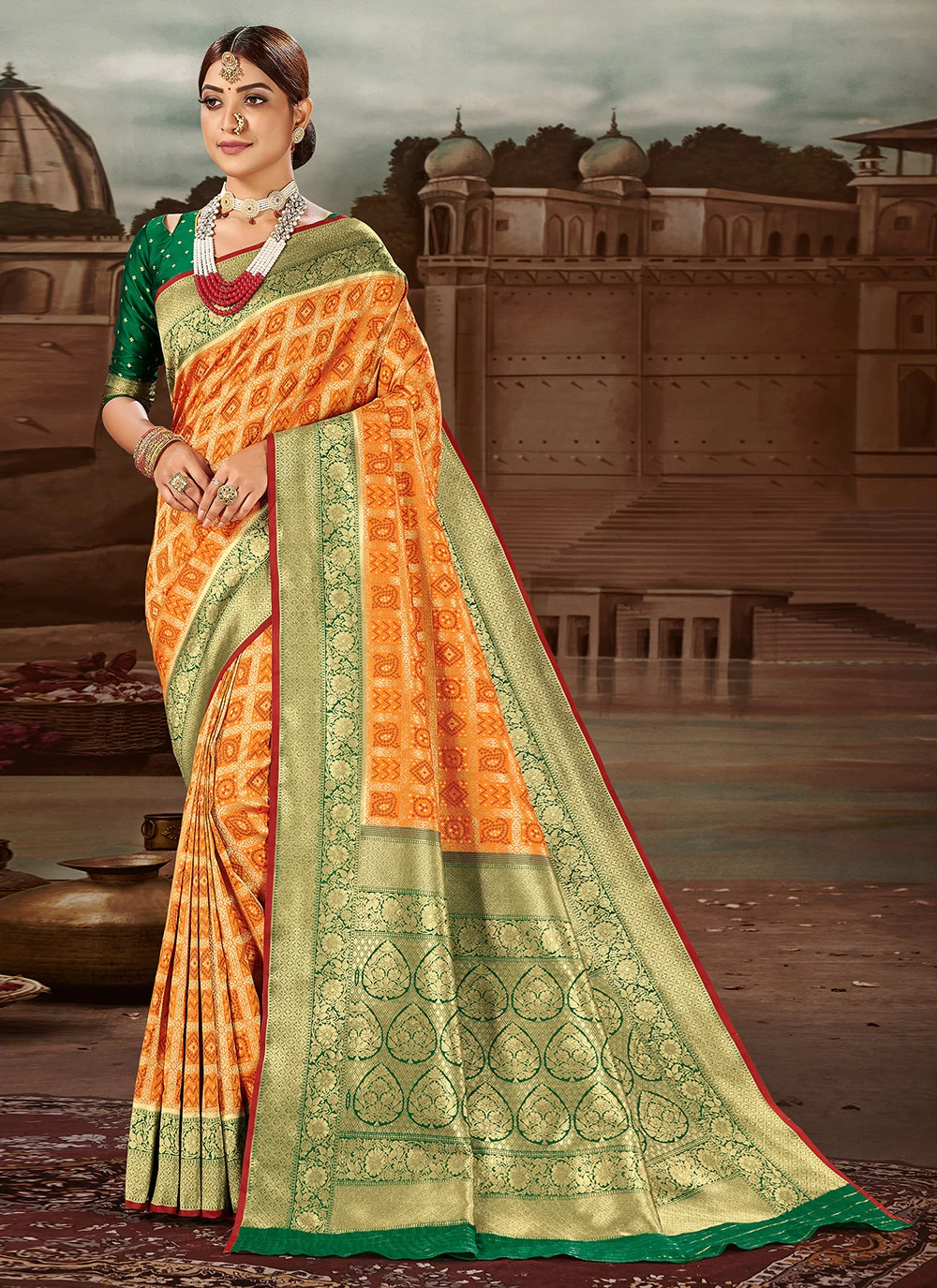 Banarasi Silk Yellow Weaving Traditional Designer Saree