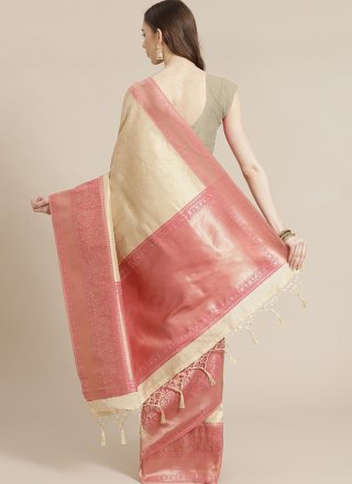 Beige Weaving Silk Designer Traditional Saree