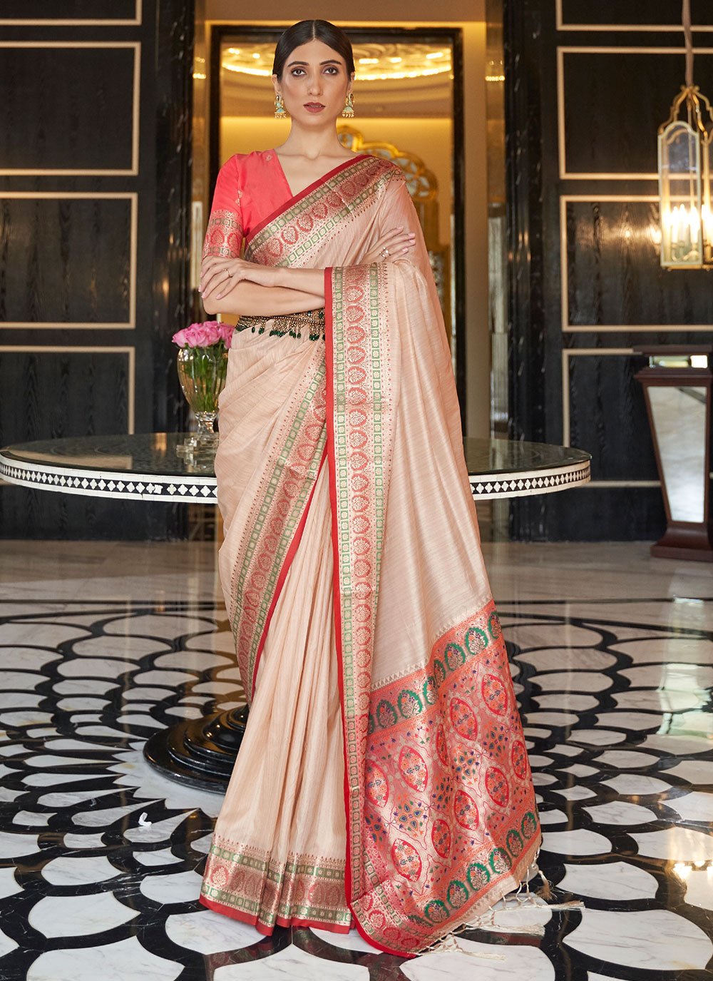 Pink Colour Designer Tussar Silk Saree For Ethnic Looks - KSM PRINTS -  4153732