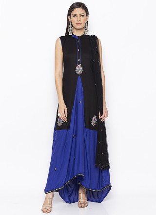 Black and Blue Embroidered Designer Salwar Kameez
