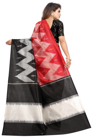 Black and Red Printed Saree