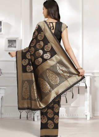 Black Ceremonial Silk Traditional Designer Saree