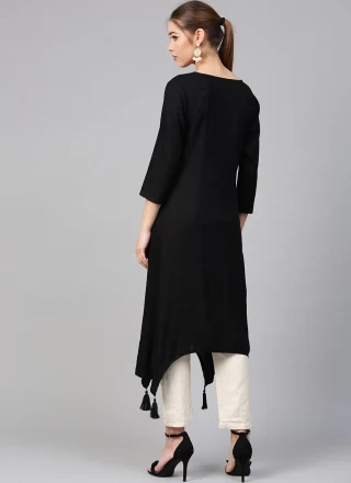 Black Embroidered Party Wear Kurti