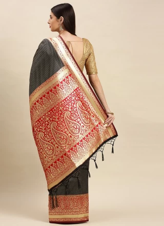 Black Festival Banarasi Silk Traditional Designer Saree